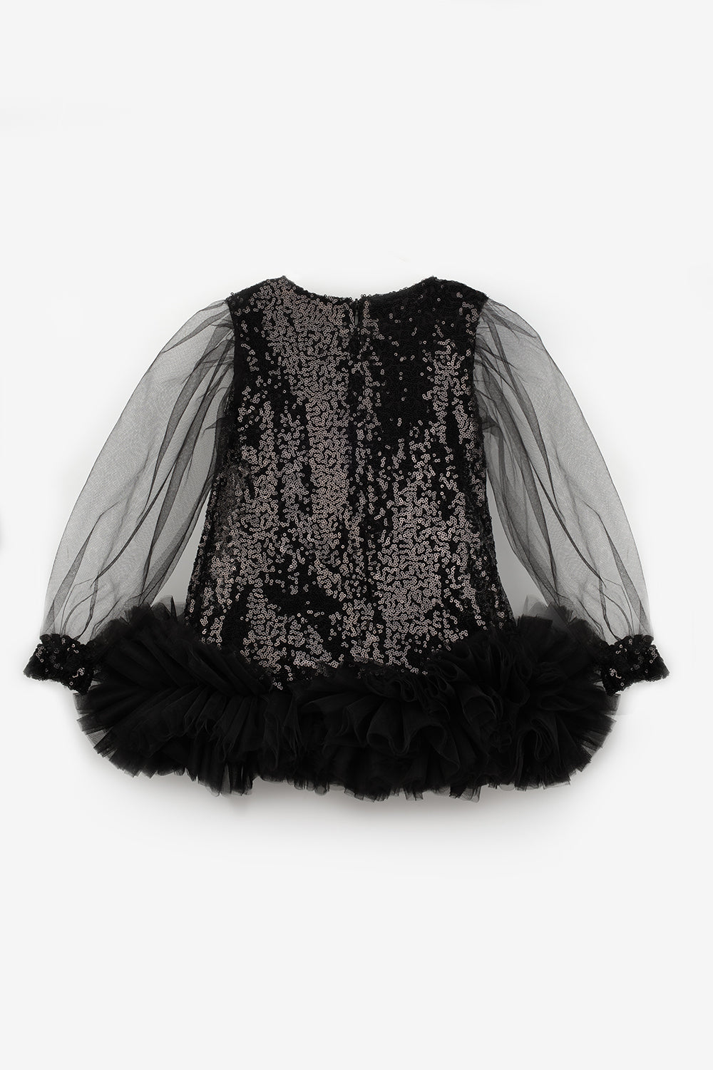 ULMB25AWGDRE014_1034_6.jpg Black Sequin Tulle Hem Dress for Girls - Balenca