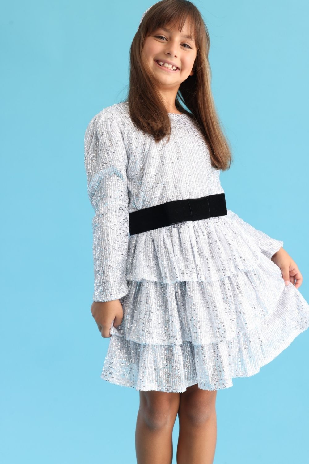 ULMB25AWGDRE019_1011_2.jpg Silver Sequin Layered Girl's Dress - Liona