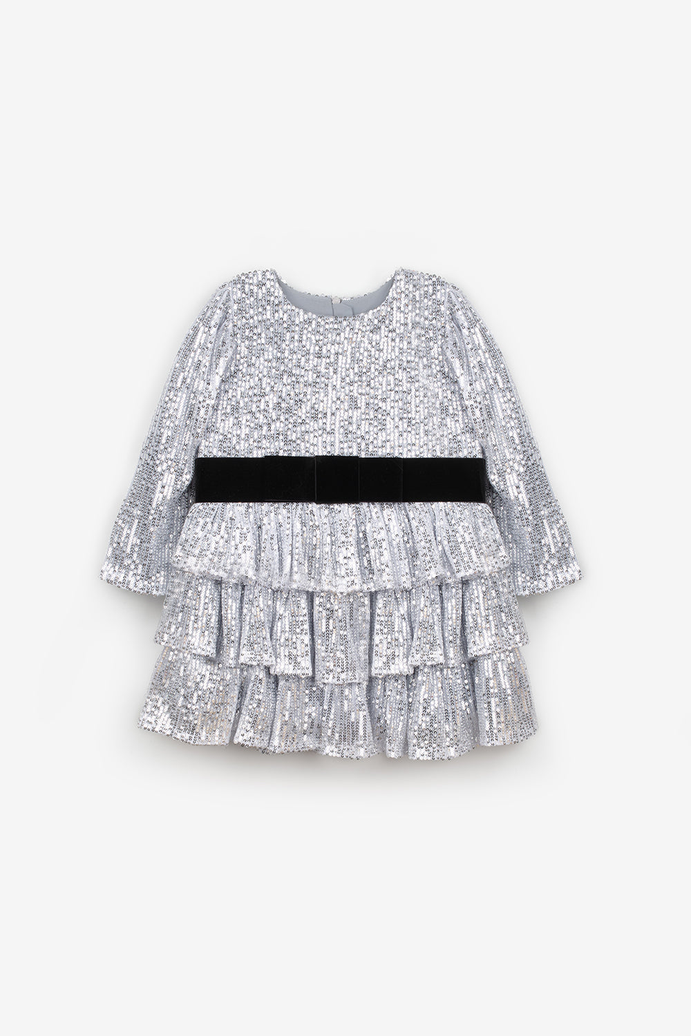ULMB25AWGDRE019_1011_5.jpg Silver Sequin Layered Girl's Dress - Liona