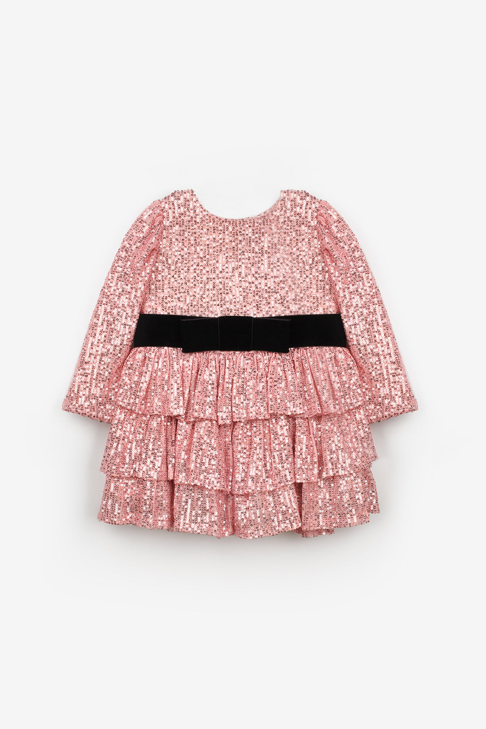 ULMB25AWGDRE019_1028_5.jpg Pink Sequin Tiered Girls Dress - Liona