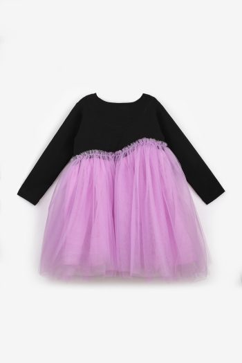Lilac Asymmetrical Tulle Skirt Dress for Girls - Rebeca