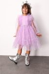 Lilac Ruffled Shoulder Star Dress for Girls - Stella