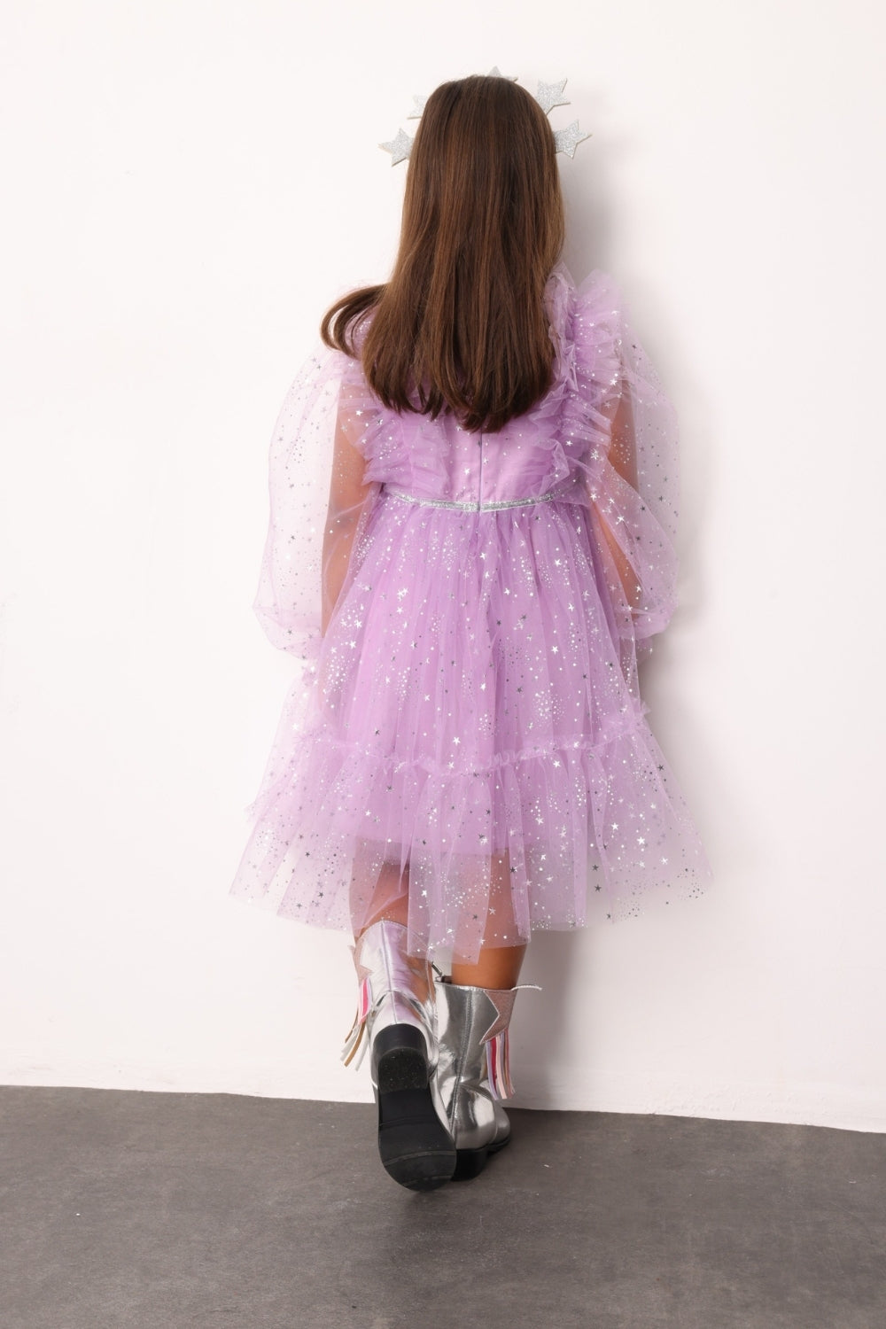 ULMB25AWGDRE023_1021_3.jpg Lilac Ruffled Shoulder Star Dress for Girls - Stella