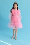 Pink Ruffled Shoulder Star Dress for Girls - Stella