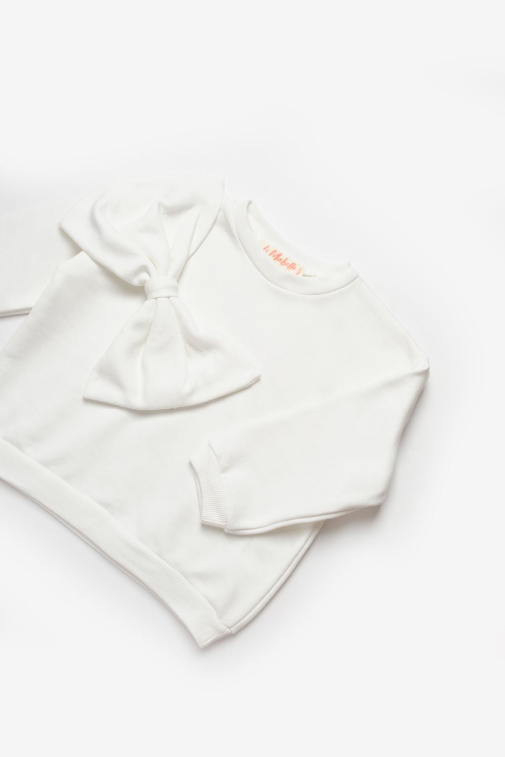 ULMB25AWGSWT002_1007_7.jpg Ecru Bow Front Girls' Sweatshirt - Sophie