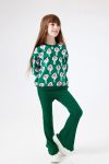 Green Flower Printed Girls' Tracksuit - Gemma