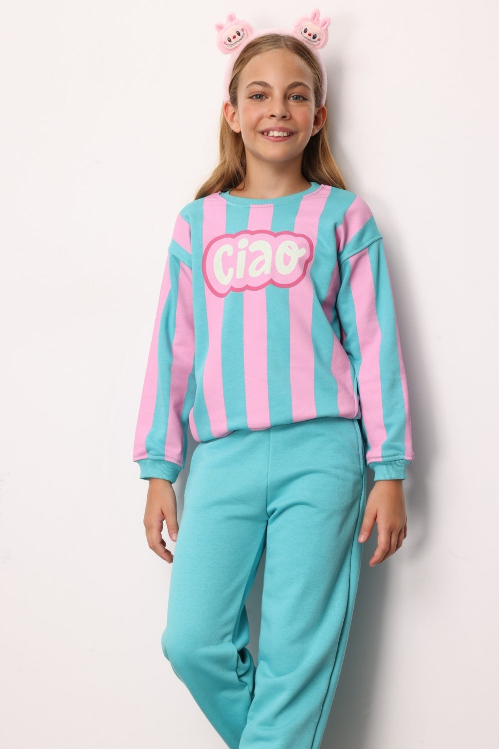 ULMB25AWGTRC004_1024_2.jpg Mint Ciao Printed Striped Girls' Tracksuit - Phoebe