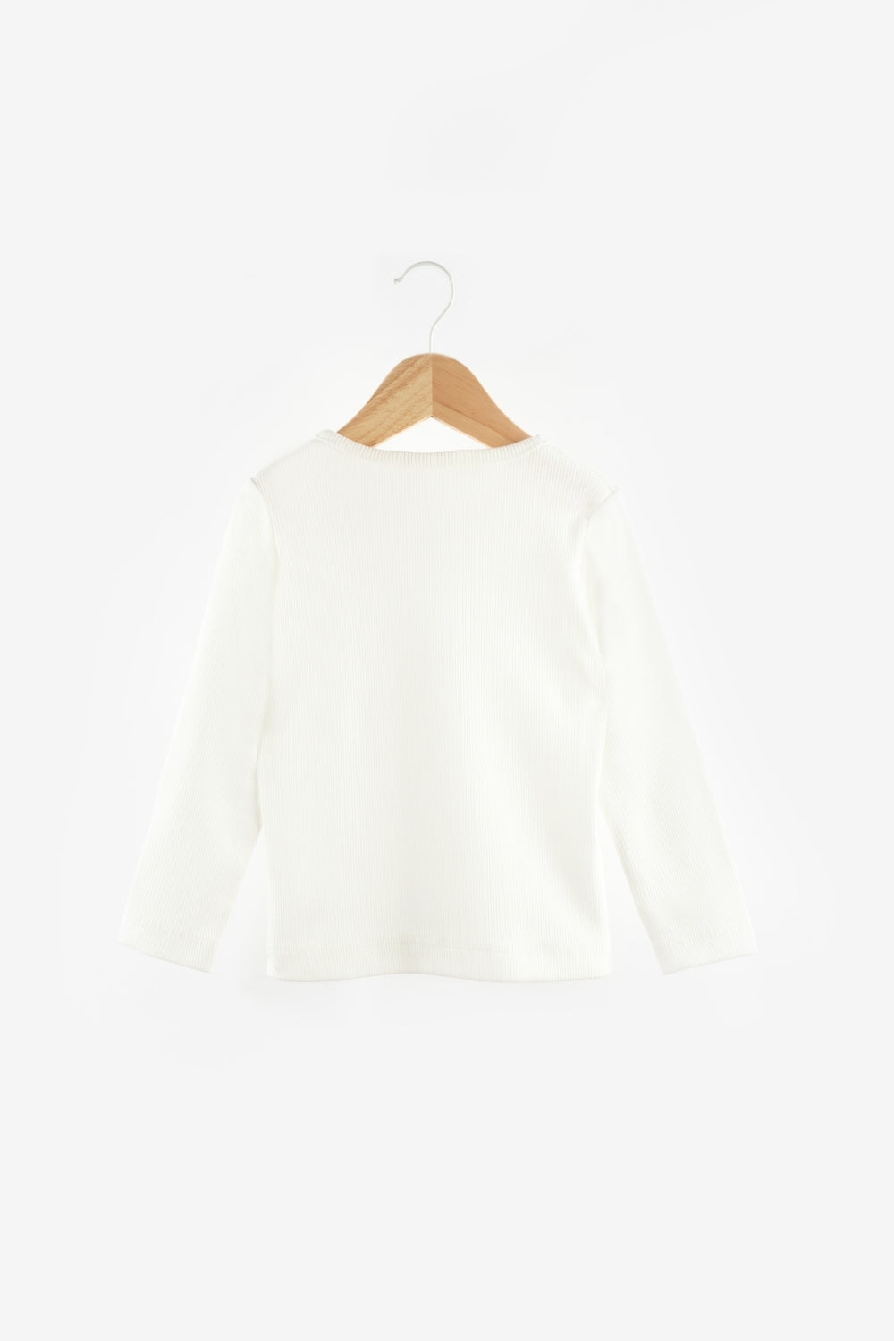 ULMB25AWGTSH001_1007_6.jpg Ivory Ribbed Girl's T-Shirt with Heart Embroidery