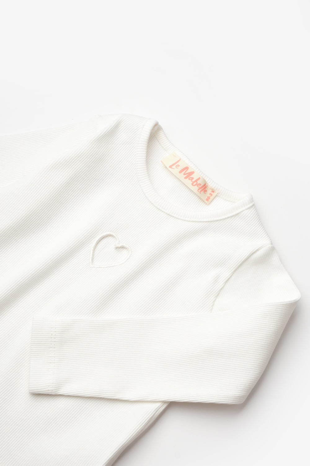 ULMB25AWGTSH001_1007_7_8d2621c4-0648-4c52-8243-15488f1b1b8a.jpg Ivory Ribbed Girl's T-Shirt with Heart Embroidery