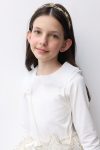 Ivory Organza Collar Girls T-Shirt