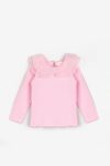 Pink Organza Collared Girls' T-Shirt