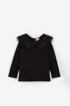 Black Organza Collar Girls' T-Shirt