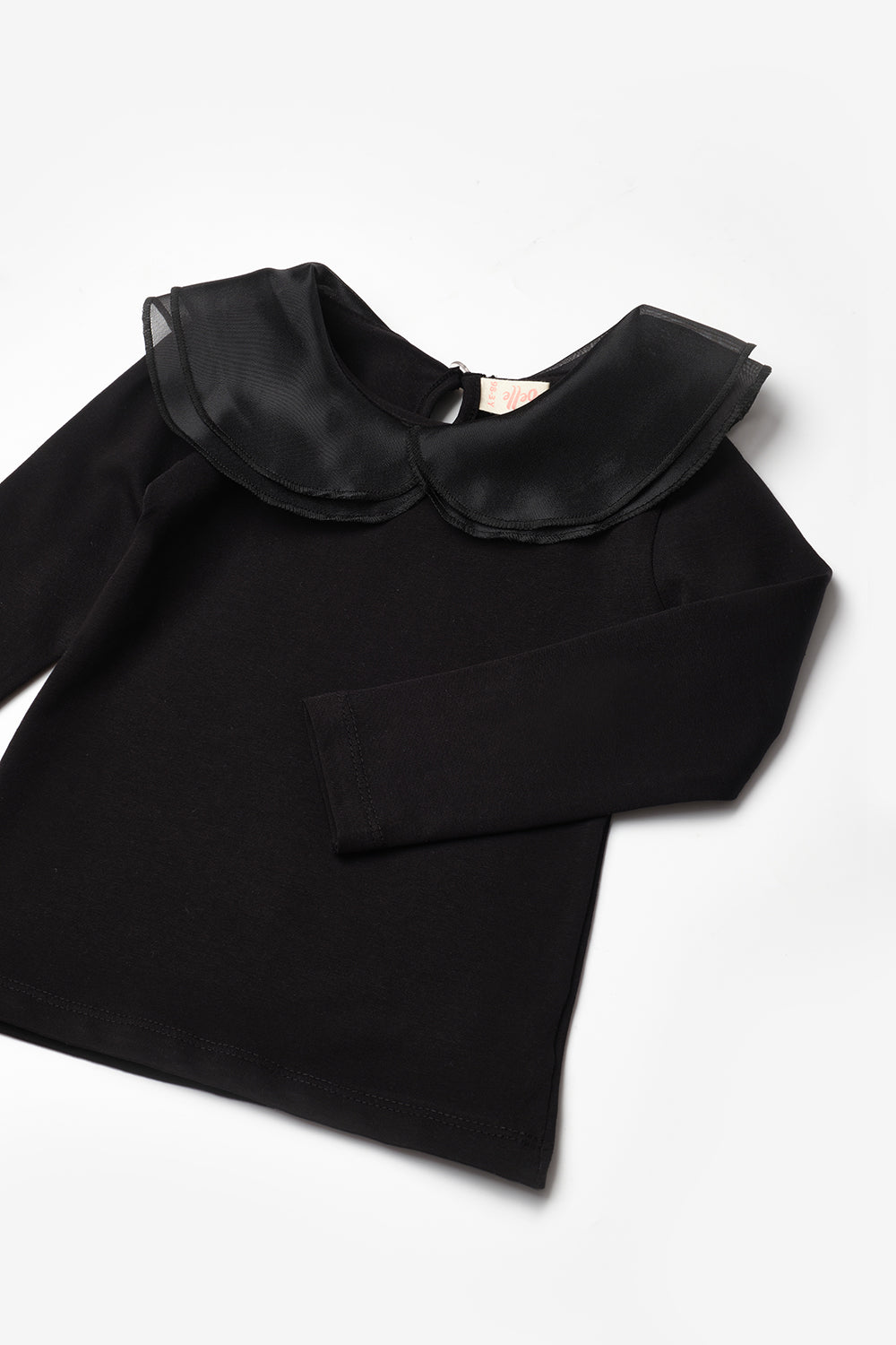 ULMB25AWGTSH003_1034_7.jpg Black Organza Collar Girls' T-Shirt