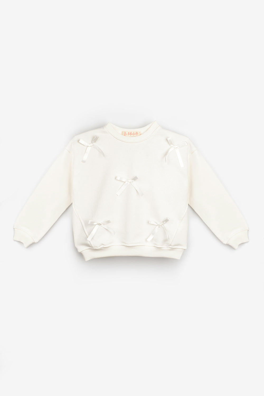 ULMB25AWGTSH004_1007_5.jpg Cream Bow Detail Girls' Sweatshirt