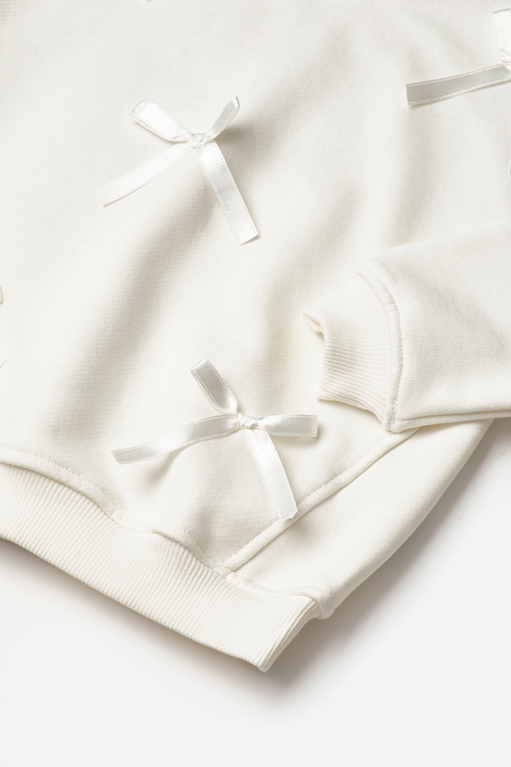 ULMB25AWGTSH004_1007_7.jpg Cream Bow Detail Girls' Sweatshirt