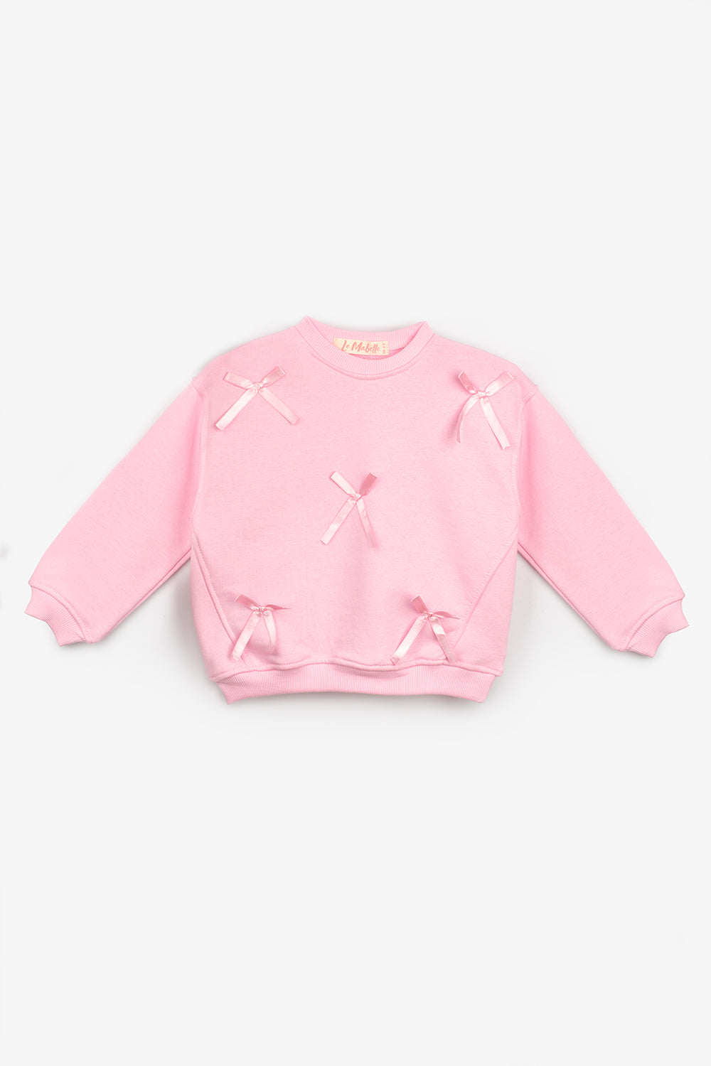 ULMB25AWGTSH004_1028_5.jpg Pink Bow Detailed Girls Sweatshirt