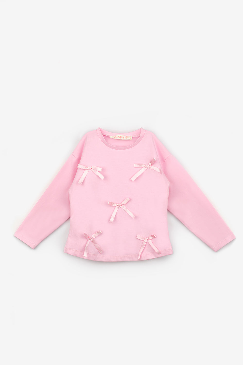 ULMB25AWGTSH009_1028_5.jpg Pink T-Shirt with 5 Bows for Girls