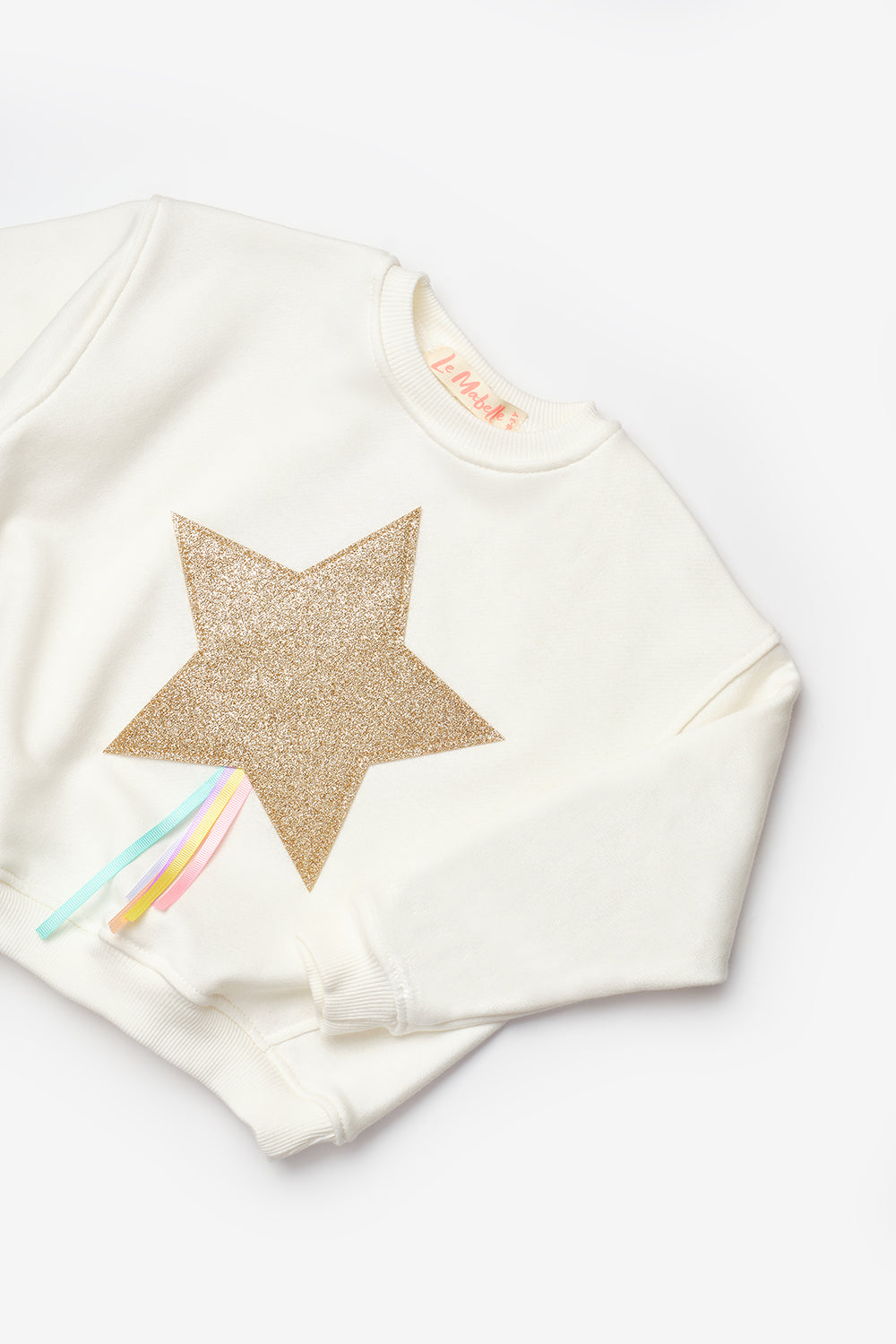 ULMB25AWGTSH010_1005_7.jpg White Star Embroidered Ribbon Detail Girls Sweatshirt