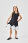 Black Dress with Rose Detail for Girls - Paola