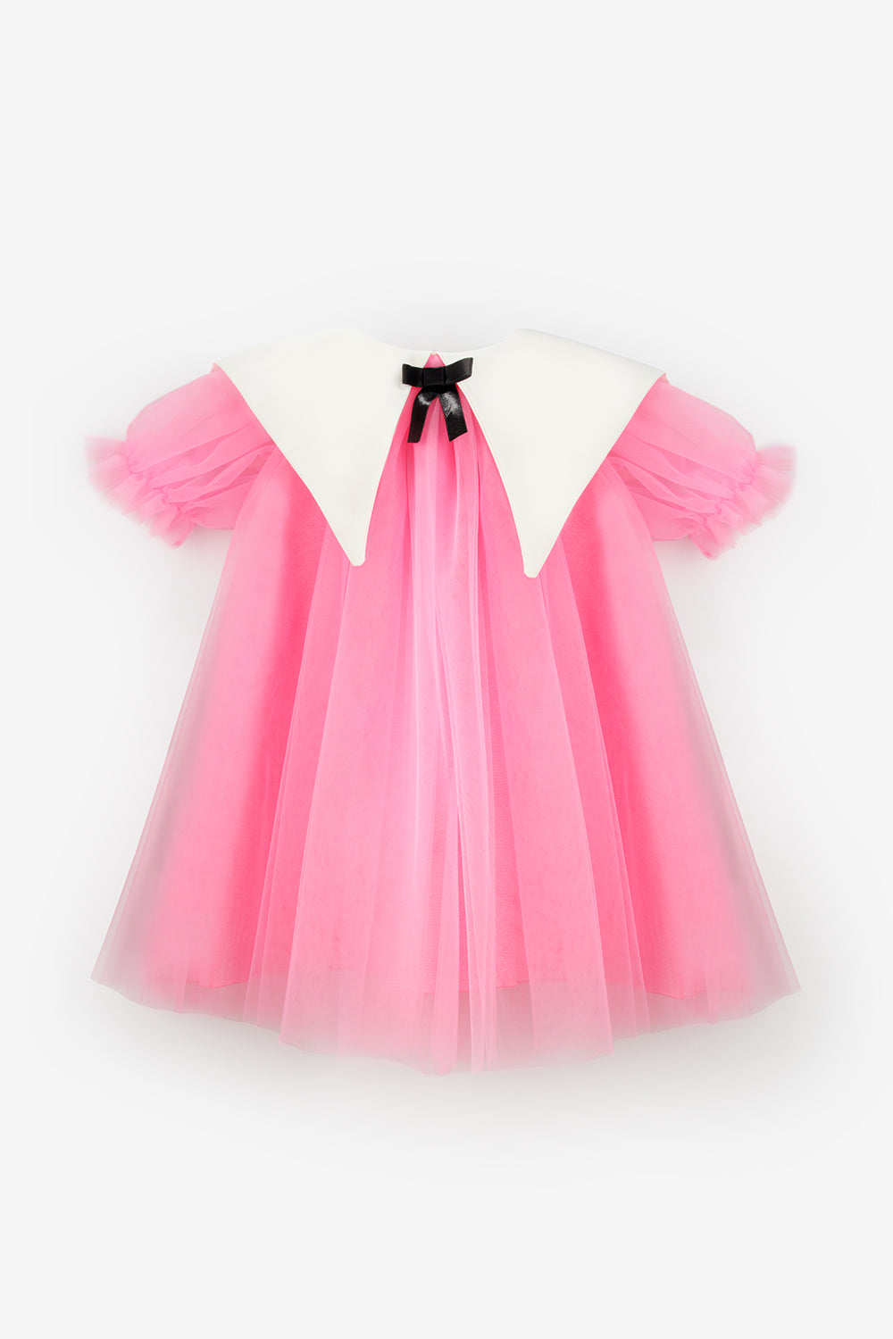ULMB25SSGDRE003_1008_5.jpg Fuchsia Pointed Collar Girl's Tulle Dress - Nicole