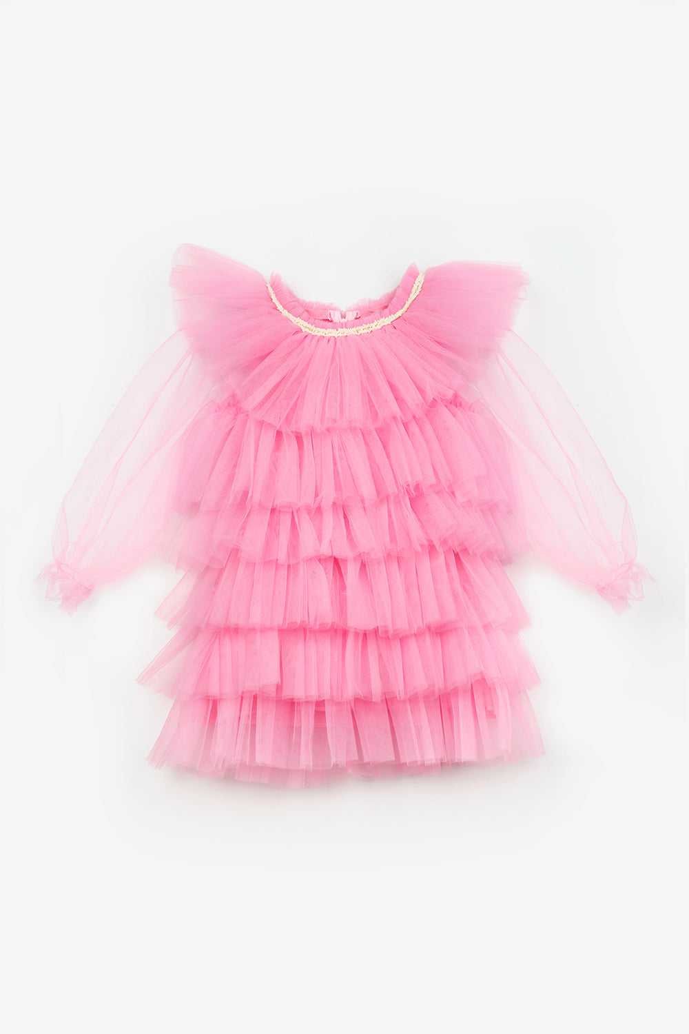 ULMB25SSGDRE007_1008_5.jpg Fuchsia Layered Tulle Dress for Girls - Laura