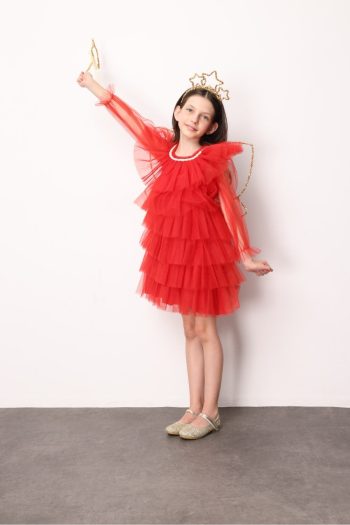 Red Layered Tulle Dress for Girls - Laura