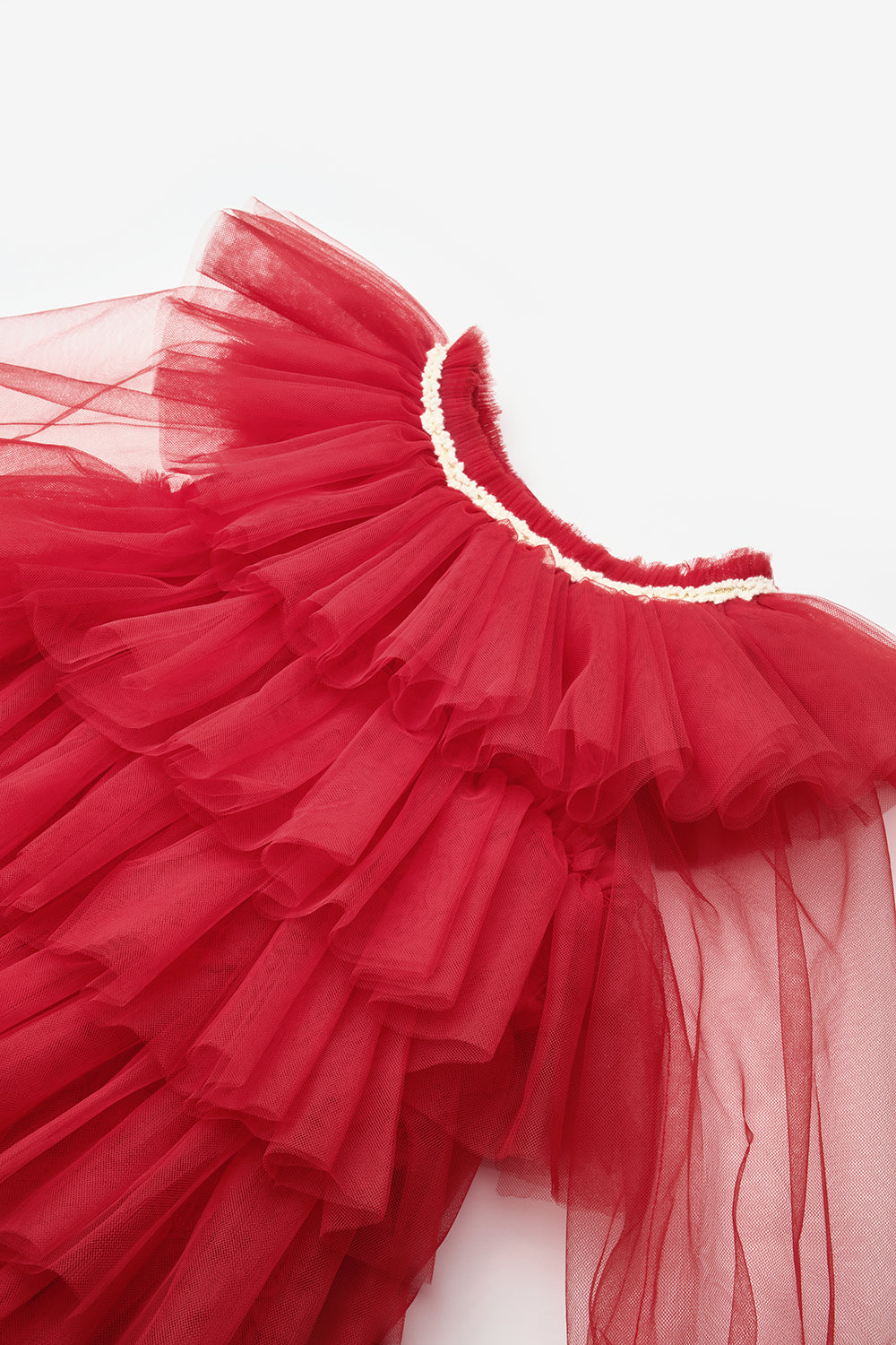 ULMB25SSGDRE007_1015_7.jpg Red Layered Tulle Dress for Girls - Laura