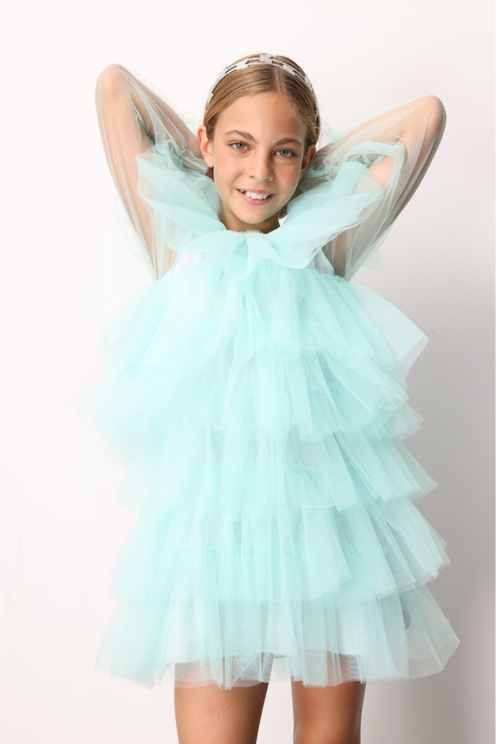 ULMB25SSGDRE007_1024_3_65c1e3f9-ada9-4d34-a5b7-f2fff4bb450c.jpg Mint Layered Tulle Dress for Girls - Laura