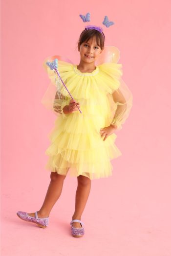 Yellow Layered Tulle Dress for Girls - Laura
