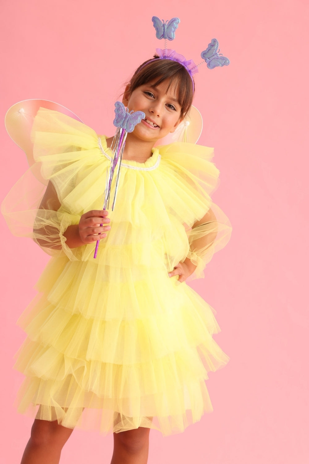 ULMB25SSGDRE007_1033_2.jpg Yellow Layered Tulle Dress for Girls - Laura