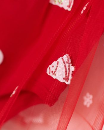 Red Cotton Snowman Themed Bodysuit Set with Tulle Skirt and Headband