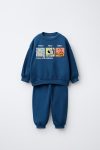 Boys' Cotton Navy Magu and Friends Printed Sweatshirt Set