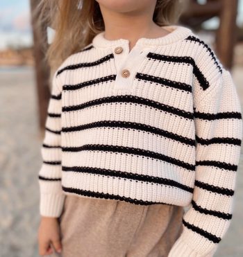Striped Knit Sweater for Ages 2-6 Cream