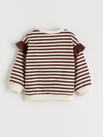LCW Kids Brown Striped Crew Neck Sweatshirt