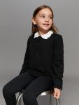 LCW Kids Black Crew Neck Sweater Cardigan for Girls