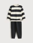LCW Kids Beige Striped Sweatshirt and Jogger Pants