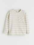 LCW Kids Khaki Striped Crew Neck Boys T-Shirt