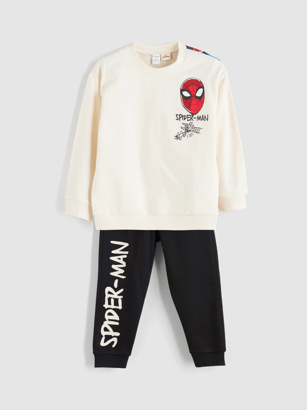 l_20252-w5dr29z1-qvk_a.gif LCW Kids Beige Spider-Man Licensed Boys Sweatshirt and Jogger Pants