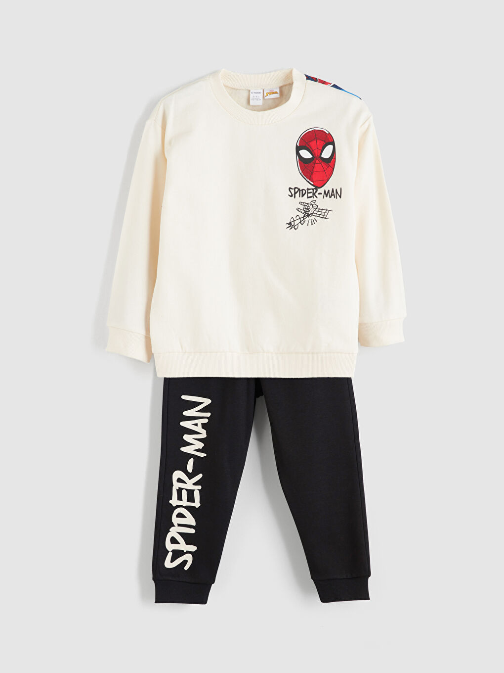 l_20252-w5dr29z1-qvk_a1.jpg LCW Kids Beige Spider-Man Licensed Boys Sweatshirt and Jogger Pants