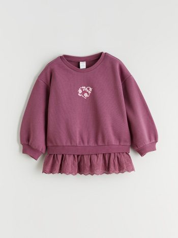LCW Kids Plum Crew Neck Long Sleeve Sweatshirt