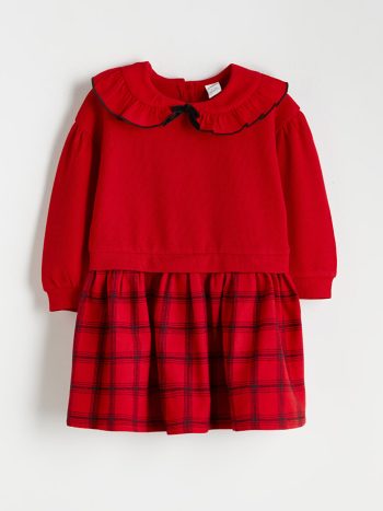 LCW Kids Red Checkered Dress for Girls