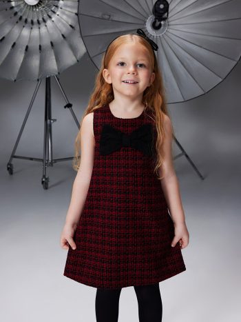 LCW Kids Red Bicycle Neck Pique Dress for Girls