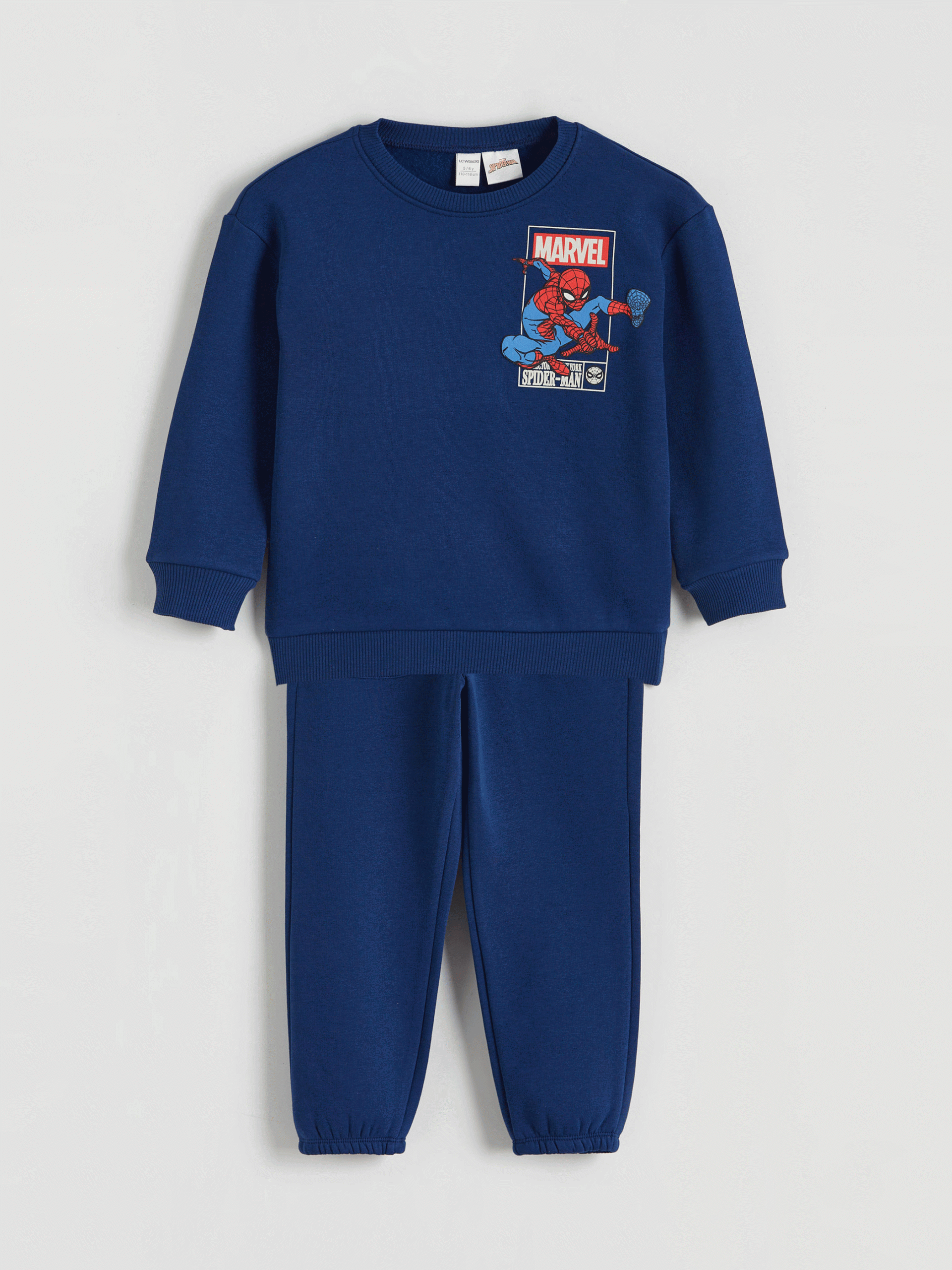 l_20252-w5ef87z1-heu_a.gif LCW Kids Navy Spider-Man Printed Boys Sweatshirt and Pants Set