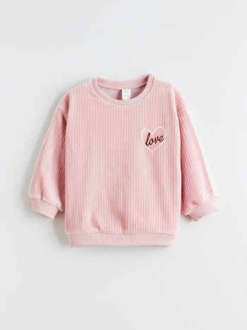 LCW Kids Pink Velvet Sweatshirt and Jogger Set