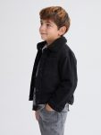 LCW Kids Black Fur Collar Boys' Denim Jacket