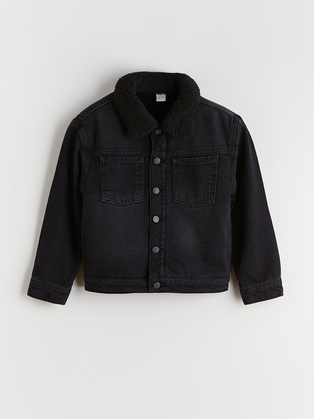 l_20252-w5eu73z1-326_a.jpg LCW Kids Black Fur Collar Boys' Denim Jacket
