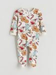 LCW Baby Cream Printed Boys' Romper