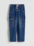 LCW Kids Indigo Elastic Waist Boys Cargo Jeans