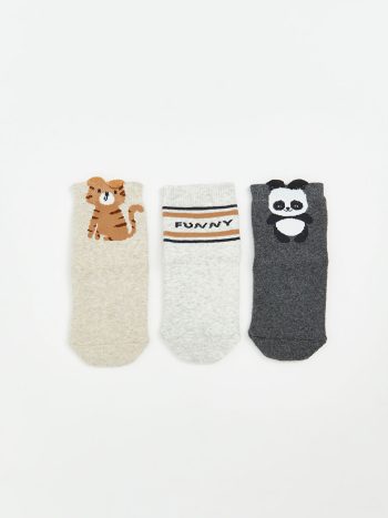 LCW Baby Ecru Patterned Boys' Sock Set of 3