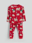 LCW Baby Red Crew Neck Pajama Set for Boys